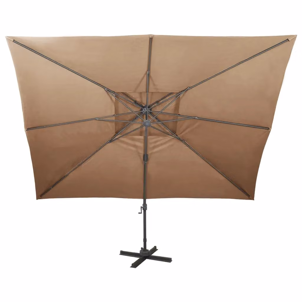 Berkfield Home Cantilever Garden Parasol with Double Top in Taupe, W: 400 cm, D: 300 cm, H: 274 cm – 2