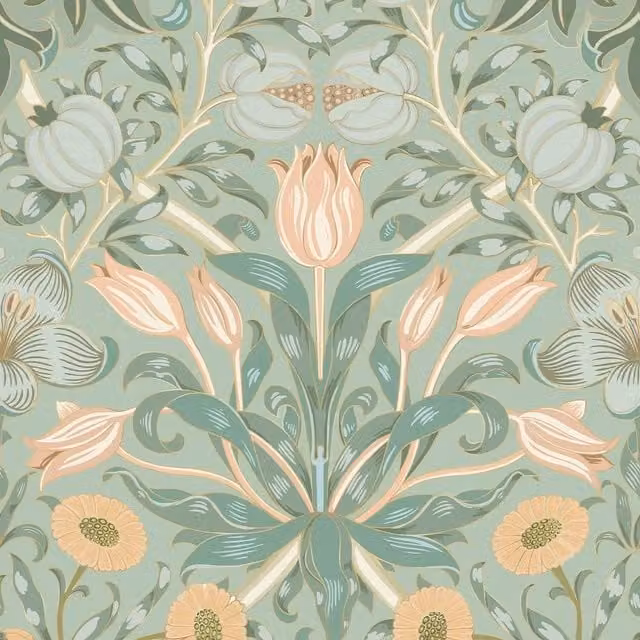 I Love Wallpaper Pomegranate Grove Botanical Floral Wallpaper in Sage Green and Yellow