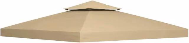 FLAVORA Double Tier Polyester Gazebo Replacement Canopy Top in Beige