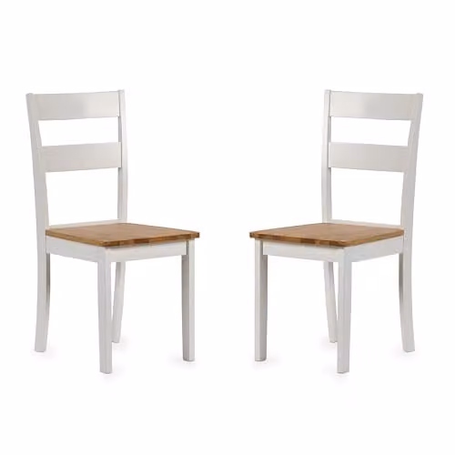 Julian Bowen Set of 2 Linwood Oak Dining Chairs in White Fabric – 2