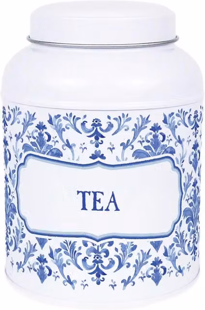 Purely Home Oriental Ink Hot Chocolate Canister Metal Kitchen Storage Tin in Blue and White