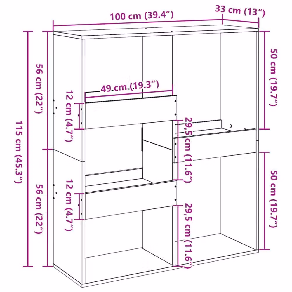 Berkfield Home Black Modern Room Divider W/D/H: 100 x 33 x 115 cm – 6