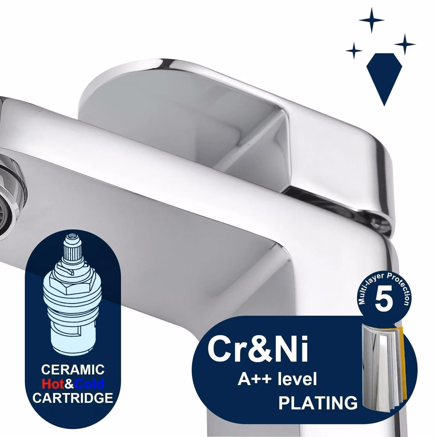 BATHWEST Single Lever Basin Tap Mixer in Chrome Silver – 2