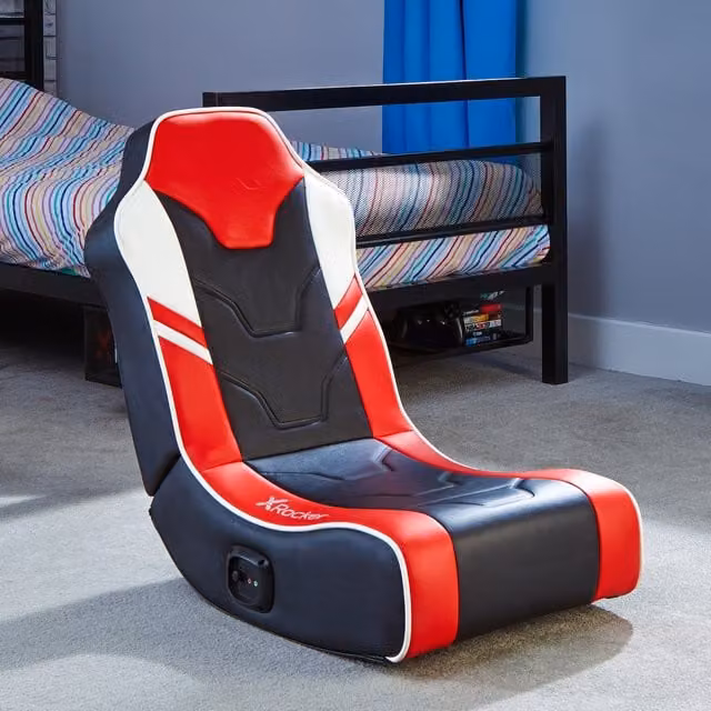 X Rocker Shadow 2.0 Gaming Chair in Red and Grey with Synthetic Leather and Headrest