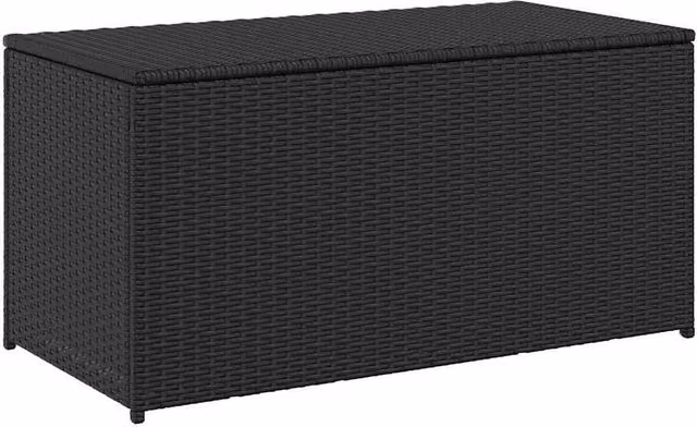 Berkfield Home Garden Storage Box in Black Poly Rattan and Steel, W/D/H: 100 x 50 x 50 cm – 1