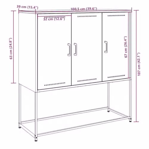 vidaXL Anthracite Steel Highboard W/D/H: 100.5 x 39 x 107 cm – 3