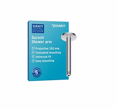 Duravit Universal Ceiling Mount Shower Arm and Round Shower Head in Chrome