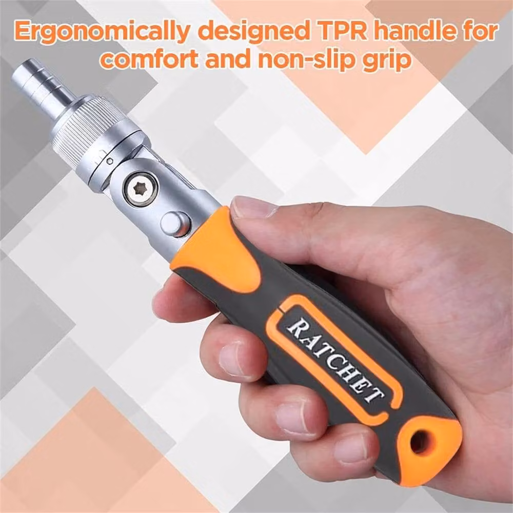 Nordara 38-in-1 Magnetic Ratchet Handle Screwdriver Bit and Socket Set in Orange – 4