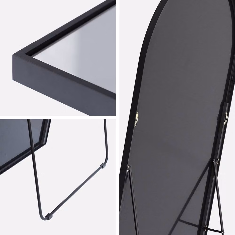 Sweekeek Modern Black Aluminium Floor Mirror, W: 80 cm, H: 200 cm – 3