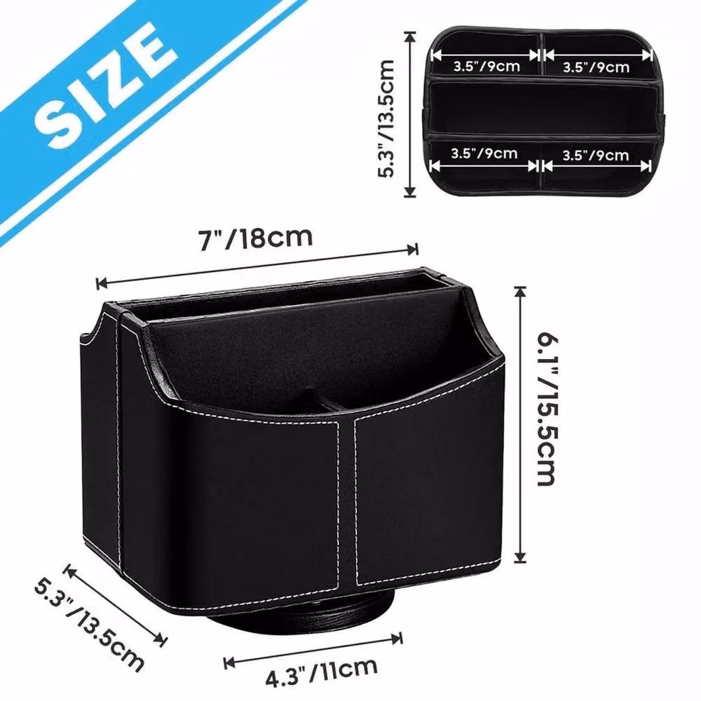 EONLION Rotating TV Remote Control Holder and Table Storage Box in Black – 2