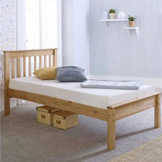 CAPTAINS TM Single Solid Pine Wooden Bed Frame in Brown or Petrol, W/D/H: 90 x 190 cm