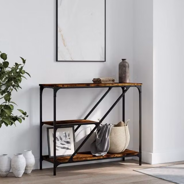 Berkfield Home Smoked Oak Console Table, Brown, W: 88.5 cm, D: 30 cm, H: 75 cm