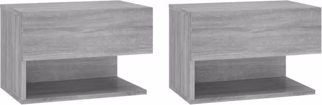 Berkfield Home Wall-mounted Bedside Cabinets, 2 Piece Set in Grey Sonoma – 1
