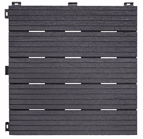 Eco Garden Cosmopolitan Steel Interlocking Deck Tiles, Grey/Anthracite, W/D: 30 x 30 cm, 6 Pack – 1