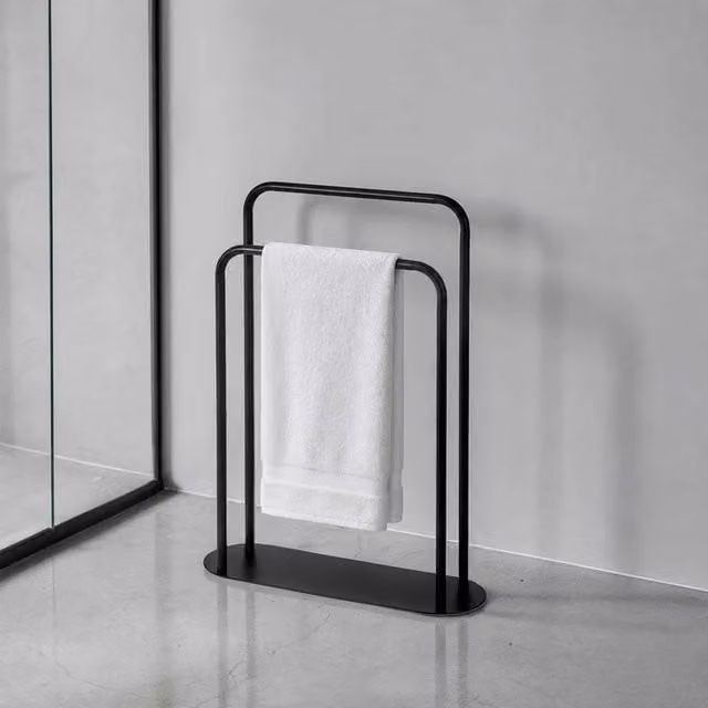 Showerdrape Aspen Freestanding Black Metal Towel Storage Stand H 76.0 x W 58.0 x D 18.0 cm – 1
