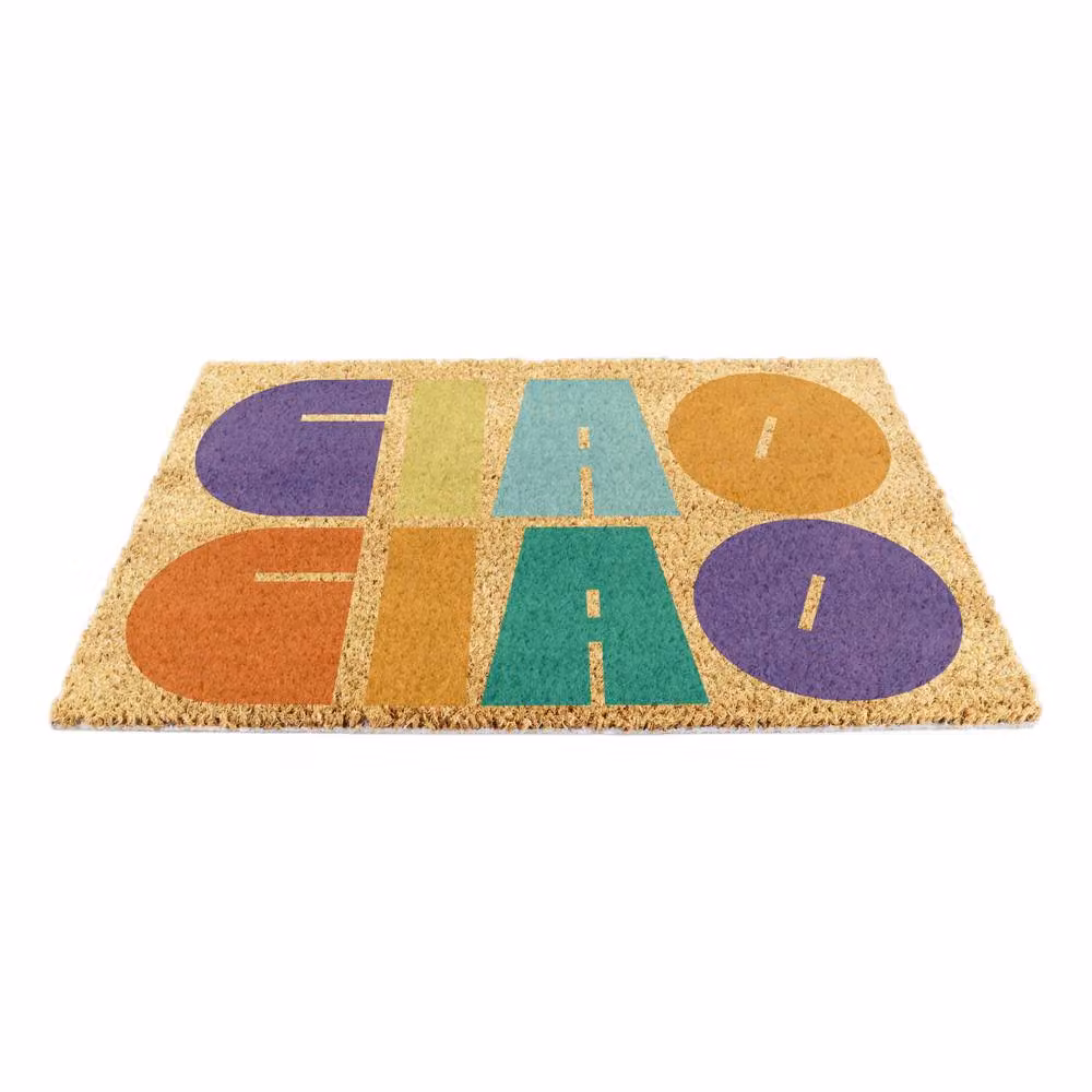 Artsy Mats Elizabeth Olwen Ciao Ciao Coir Doormat in Brown and Multicolour, W: 90 cm, D: 60 cm – 5