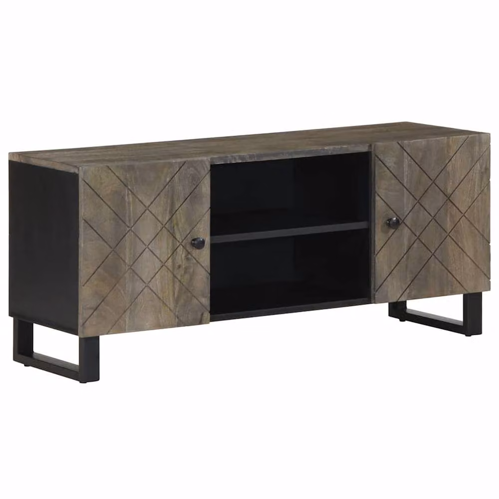 Berkfield Home Black Mango Wood TV Cabinet W/D/H: 105 x 33 x 46 cm – 2