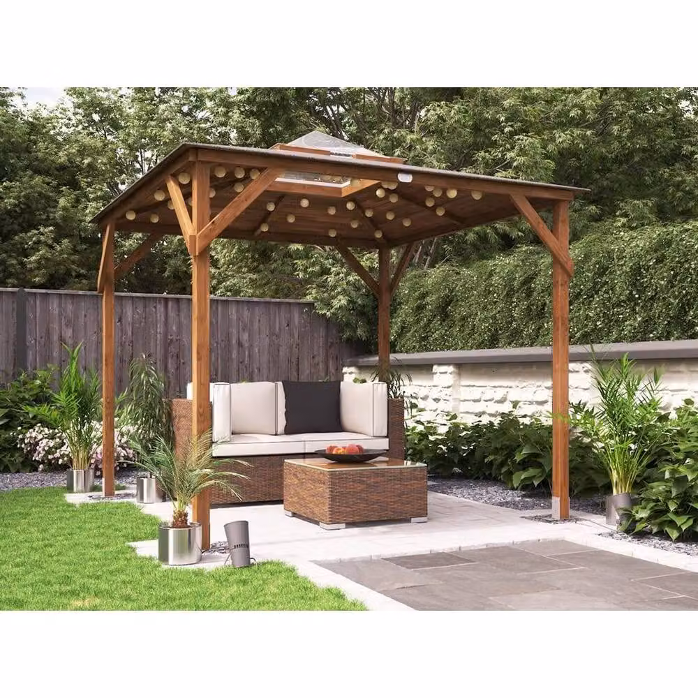 Dunster House Erin Brown Wooden Dome Garden Gazebo with Roofing Felt W/D/H: 246 x 230 x 230 cm – 6