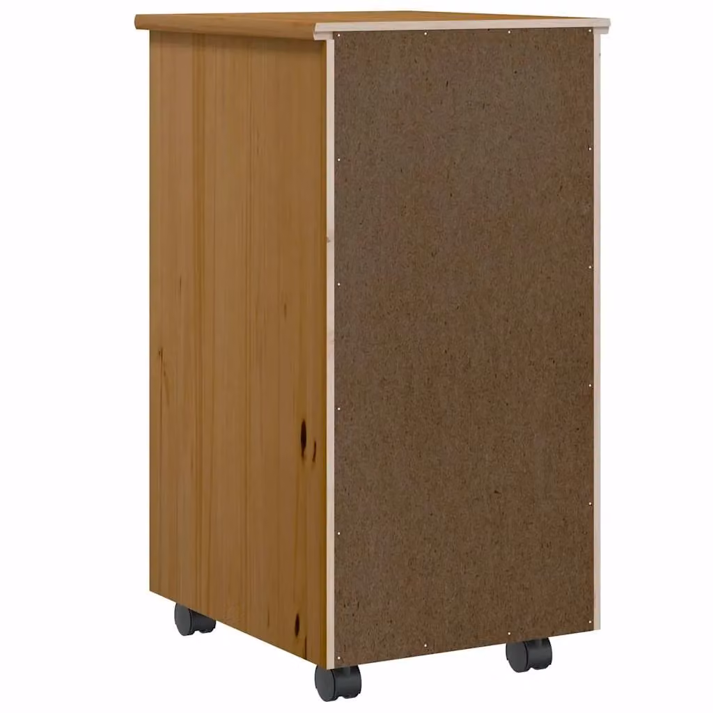 Berkfield Home MOSS Rolling Cabinet with Drawers in Honey Brown Solid Pine Wood – 4