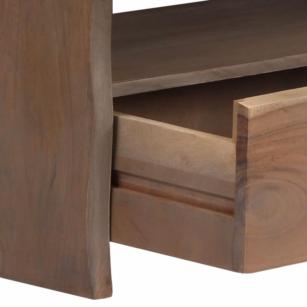 Berkfield Home Beautiful Grey Solid Acacia Wood Live Edge Coffee Table W/D/H: 90 x 50 x 40 cm – 2
