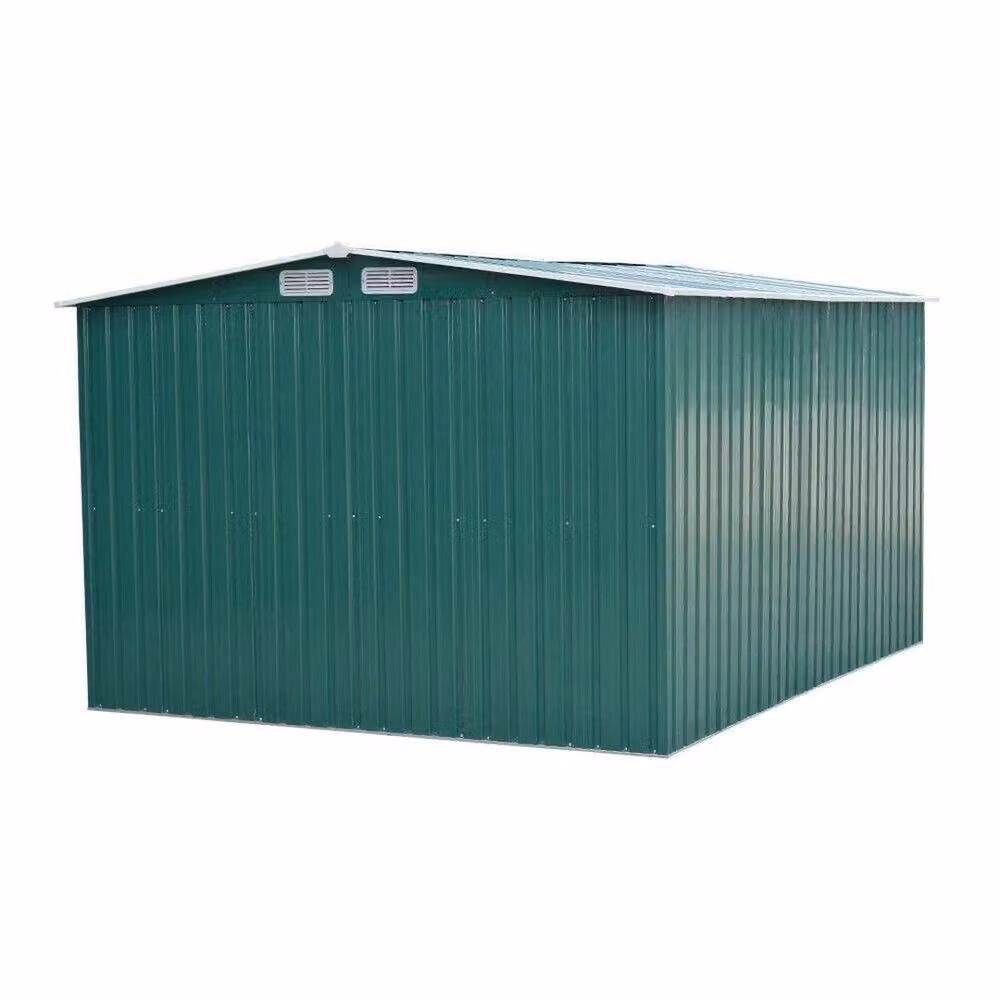 SPETLEK Green Metal Pent Roof Outdoor Tool Storage House with Double Doors – 2