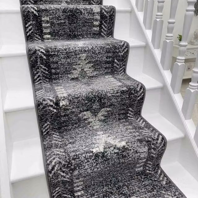 runrug Native Stair Runner Carpet in Grey, W: 60 cm, L: 450 cm – 1