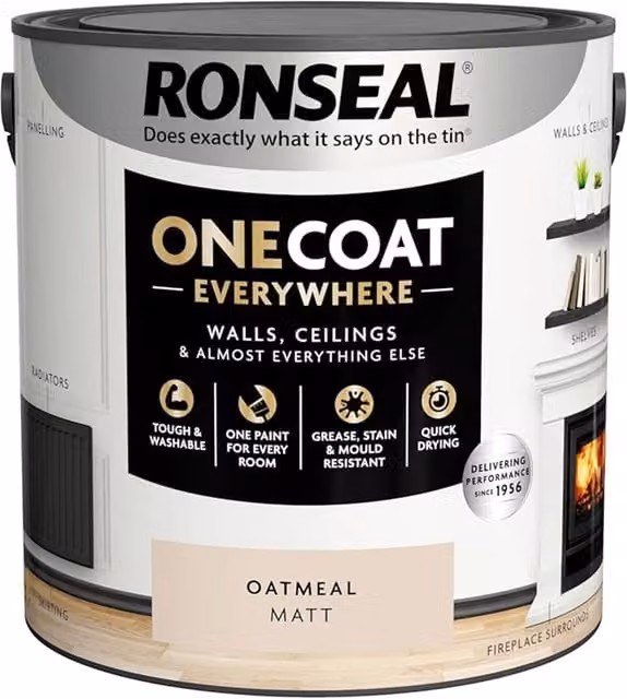 Ronseal One Coat Everywhere Interior Matt Paint, Beige, 2.5l