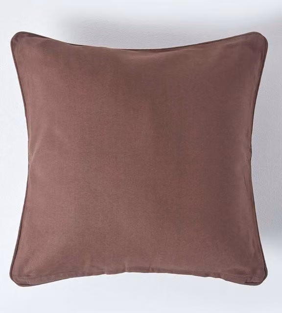Homescapes Plain Cotton Square Cushion Cover in Brown, W/D/H: 60 x 60 x 0 cm – 1