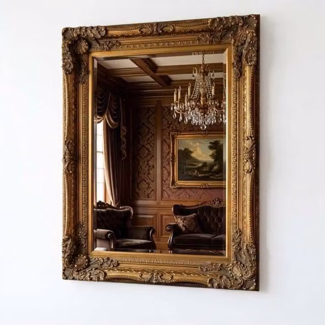 HOME LUXE INTERIOR Antique Gold Ornate Baroque Wall Mirror, W: 60 cm, H: 90 cm – 1