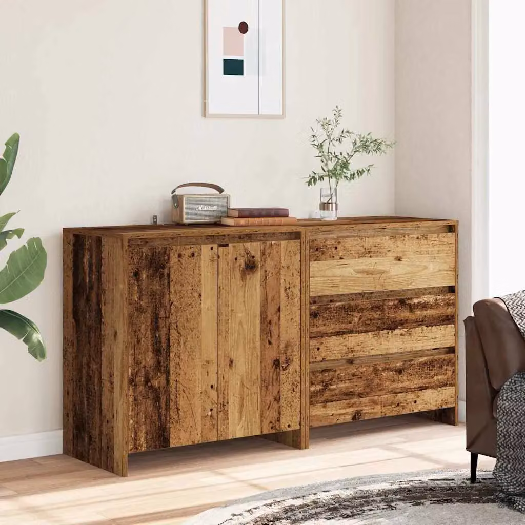 Berkfield Home 2 Piece Rustic Brown Engineered Wood Sideboard – 3