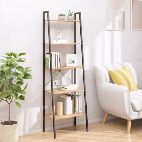 vidaXL 5-Tier Freestanding Metal Standing Shelf in Brown and Black, W/D/H: 56 x 35 x 174 cm – 2