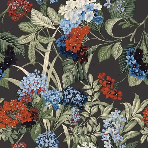Belgravia Decor Misaki Floral Bold Flower Themed Wallpaper in Charcoal, Anthracite and Green – 1