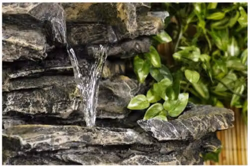 Primrose 147cm Stone Effect 8 Tier Rock Cascade Garden Water Feature in Grey and Sand – 2