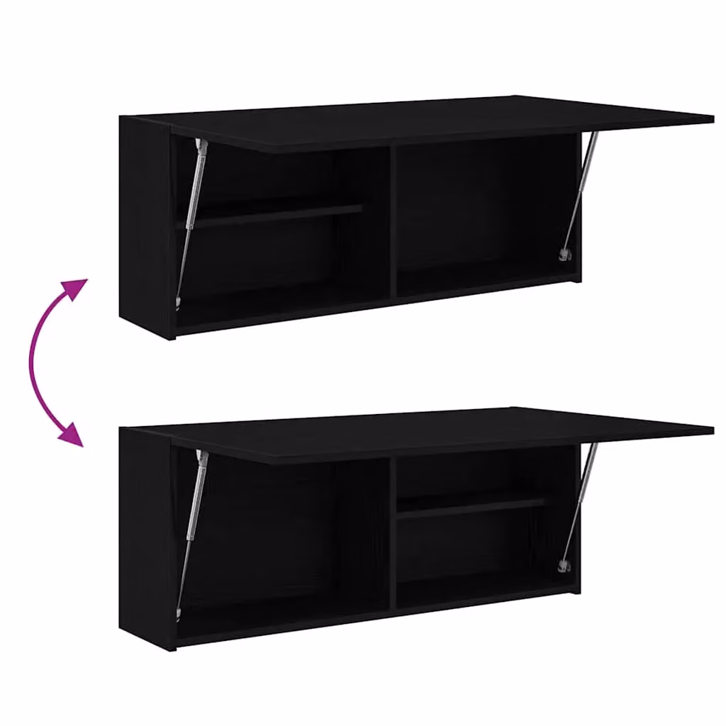 Berkfield Home Black Wall Mounted Bathroom Cabinet with Hinged Doors and Internal Shelves, W: 100 cm, D: 25 cm, H: 40 cm – 5