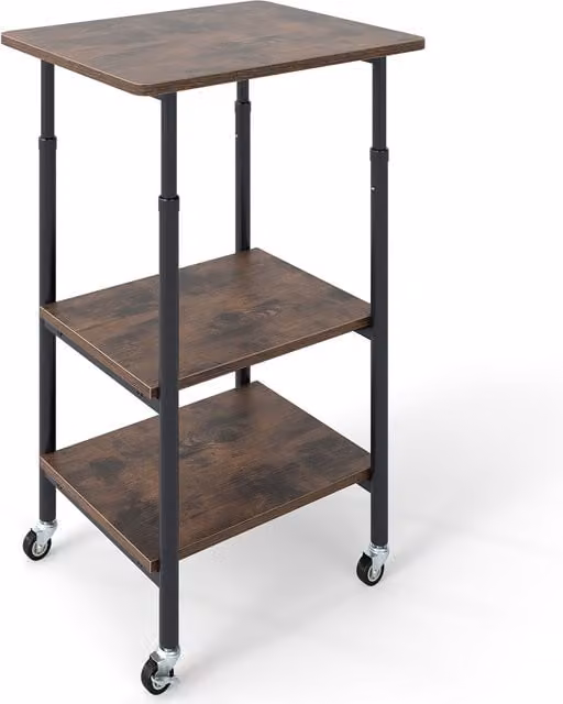 Costway 3-Tier Height Adjustable Printer Stand and Cart with Storage in Brown