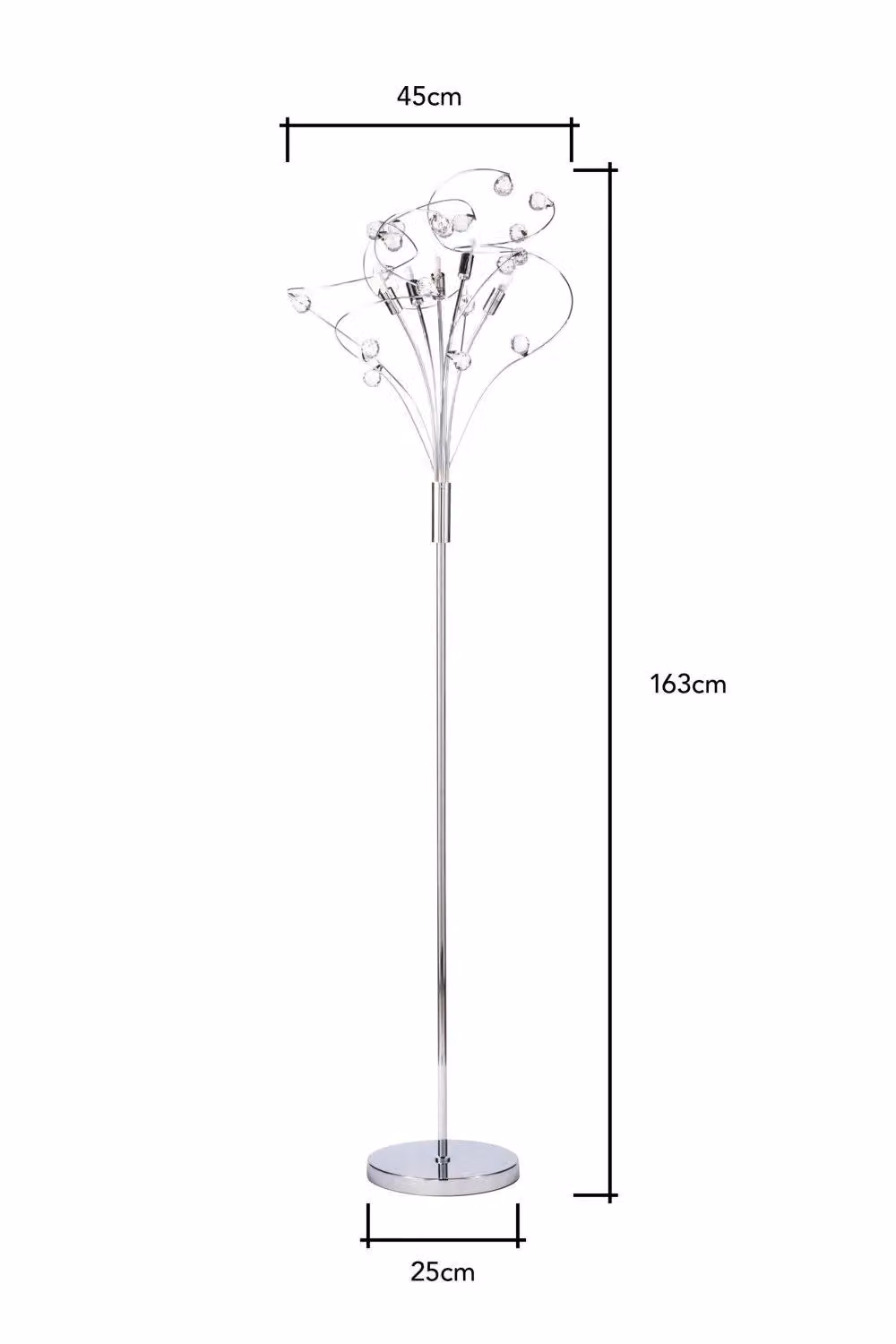 BHS Lighting Lila Floor Lamp in Chrome and Silver with Transparent Glass – 3