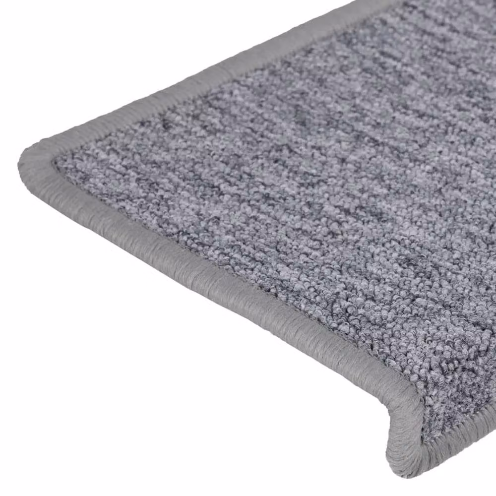 Berkfield Home Self-Adhesive Carpet Stair Treads, 15 Pack, White and Grey, W/D/H: 65 x 21 x 4 cm – 3
