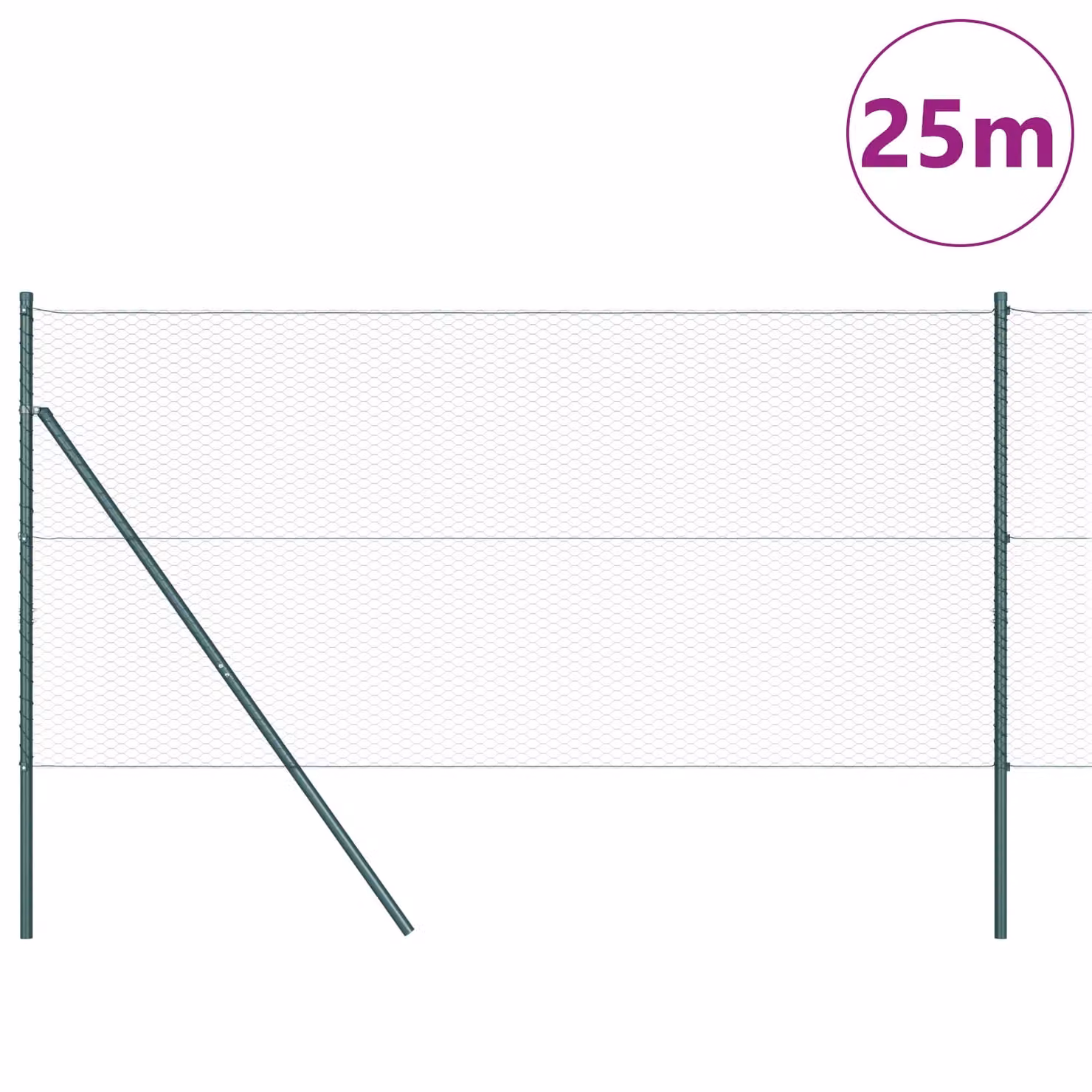 Berkfield Home Green Powder-Coated Steel Hexagon Fence, H: 140 cm x L: 25 m – 3