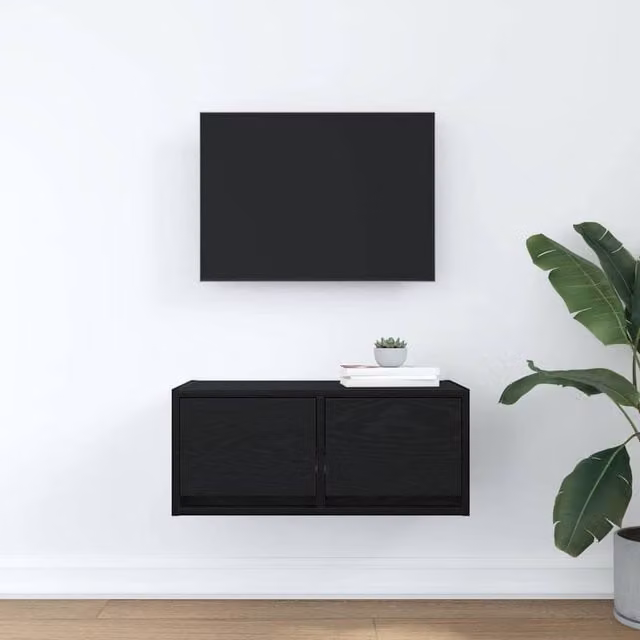 Berkfield Home Modern Black Oak TV Cabinet in Engineered Wood W/D/H: 60 x 31 x 25.5 cm – 1