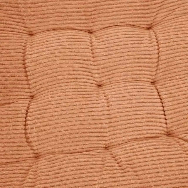 Kelvenix 4-Piece Set of Thick Ergonomic Corduroy Chair Seat Cushions in Brown, W: 100 cm x D: 100 cm