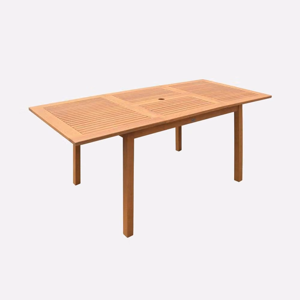 Sweek Extendable 6 to 8-Seater Rectangular Wooden Garden Table in Light Brown – 2