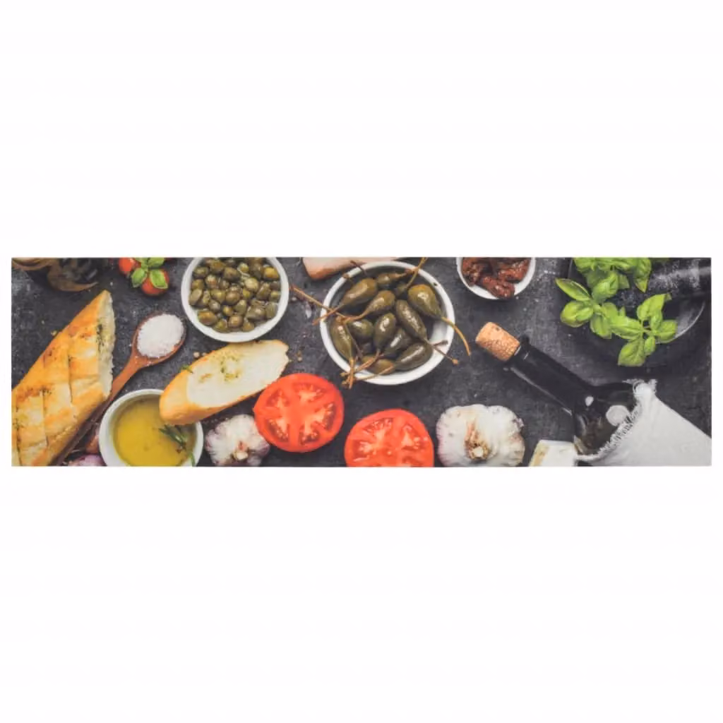 Berkfield Home Washable Velvet Kitchen Rug in Red and Multicolour, W: 45 cm, L: 150 cm – 2