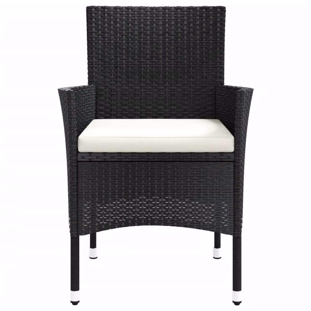 Berkfield Home Beautiful Set of 4 Black Poly Rattan Garden Chairs with Cushions – 3