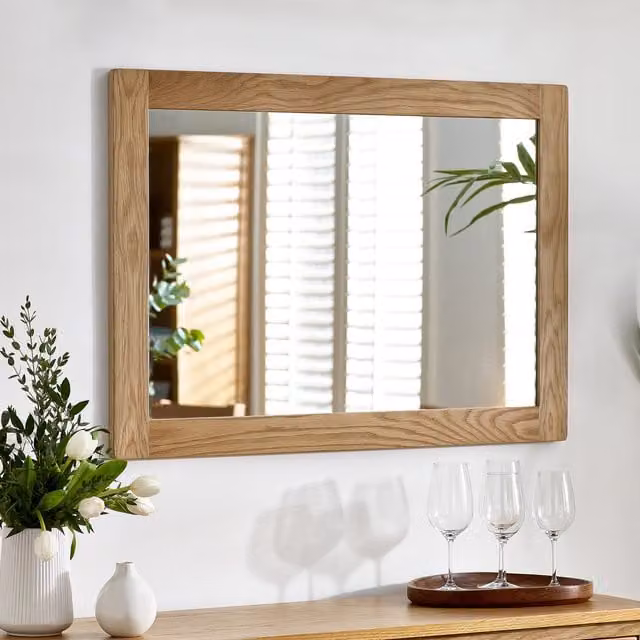 Julian Bowen Mallory Rectangular Wall Mirror in Brown with Glass and Wood