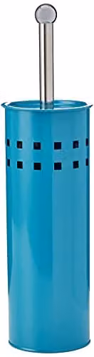 Orsina Square Design Toilet Brush and Holder in Turquoise and White, H 38 x W 10 x D 10 cm – 1