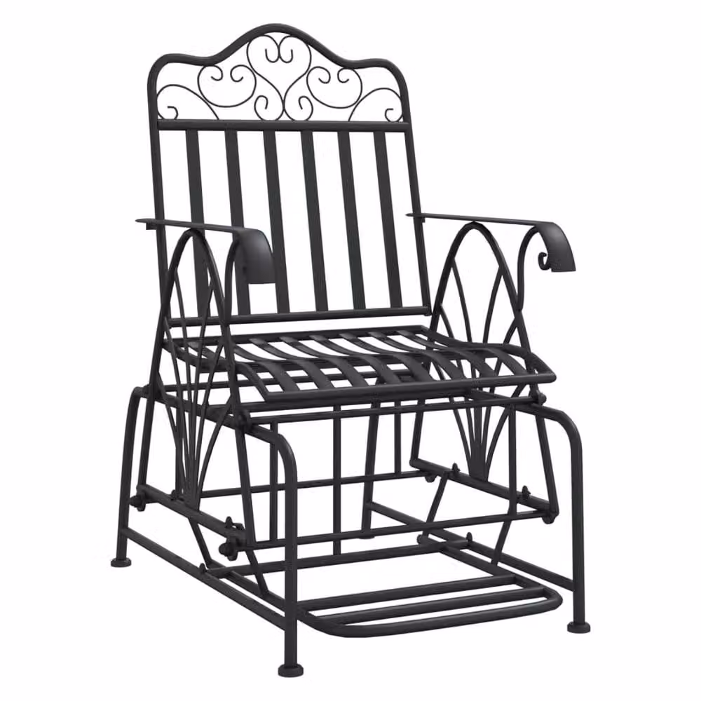 Berkfield Home Glider Bench in Black Matt Metal, W: 61 cm, H: 81 cm, D: 99 cm – 3