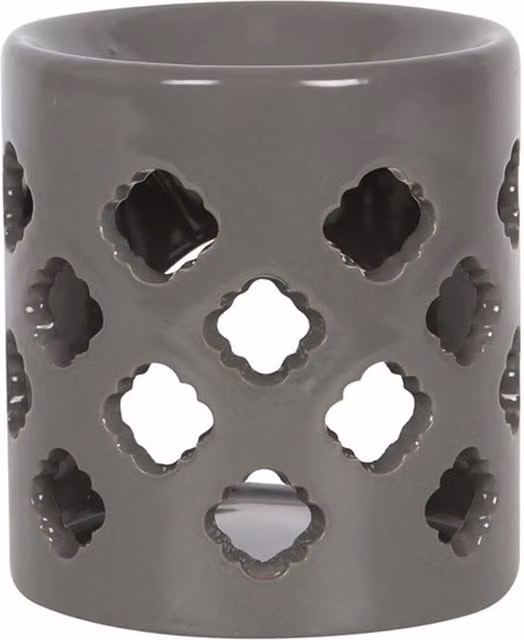 KDMK Grey Ceramic Lattice Geometric Tabletop Oil Burner and Wax Melts