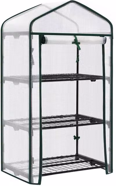 NESTLUNE 3 Tier White Mini Outdoor Garden Greenhouse for Flowers, W/D/H: 100 x 15 x 125 cm