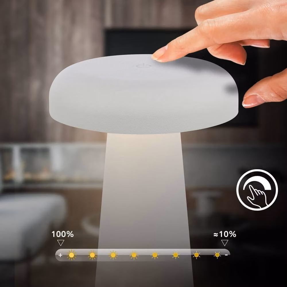 Briloner Rechargeable Dimmable LED Table Lamp with Touch Control, Light Grey, H x W x D: 17 x 12 x 12 cm – 3