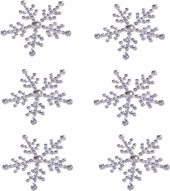 Syntego Pack of 6 Small Silver Snowflake Resin Stickers
